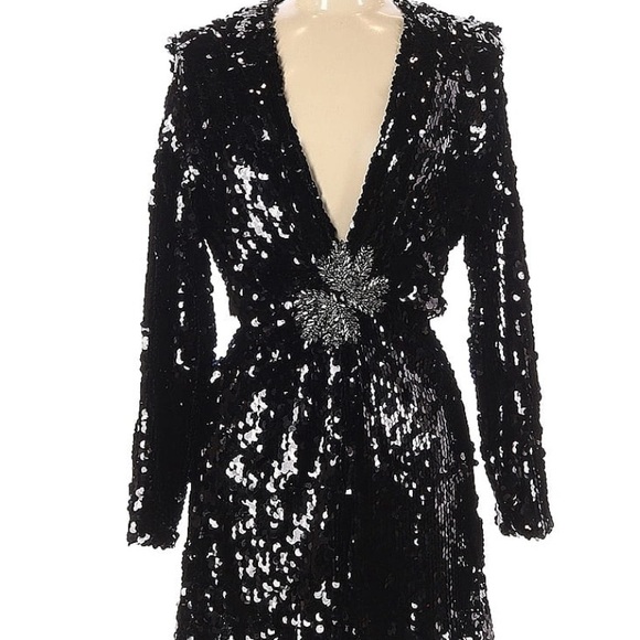 ZARA Limited Edition Black Sequin MiniDress Sparkle Party Cocktail Holiday Dress - Picture 4 of 6